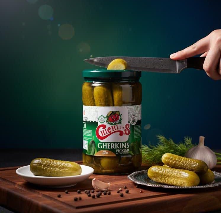 Chichilas pickles in glass packaging are fresh, crunchy, and flavorful – a perfect addition to sandwiches, salads, and meals.