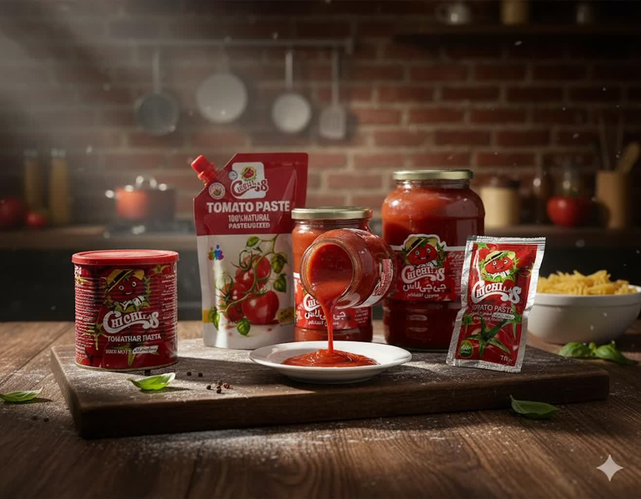 ChiChiLas Tomato Paste in Various Packaging offers high-quality, natural taste in different sizes, ideal for home cooking and restaurants.